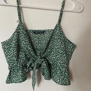 Floral Tie Front Cami Top in green size xs.